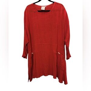 Mill Valley Clothing Women's Red Dolman Sleeve Waffle Lagenlook Flowy Tunic Sz M